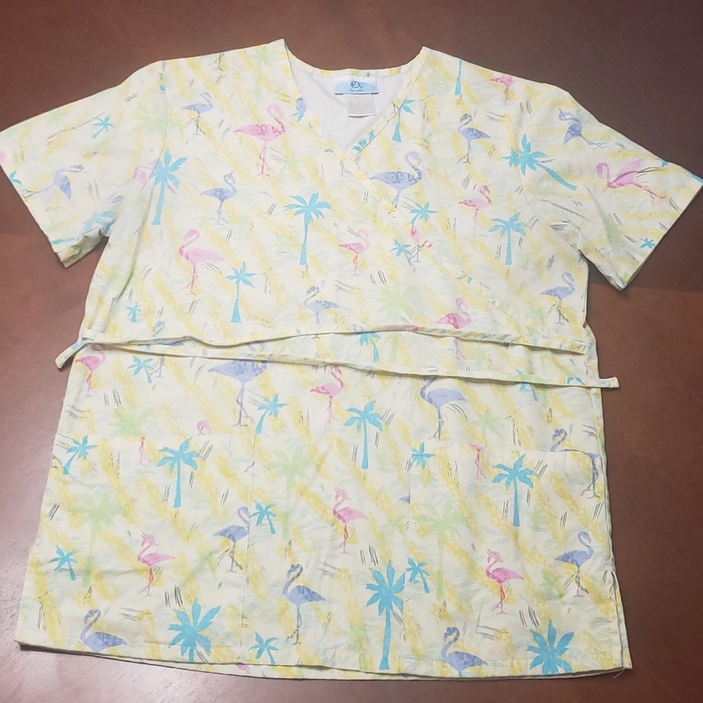Flamingo Scrub Top